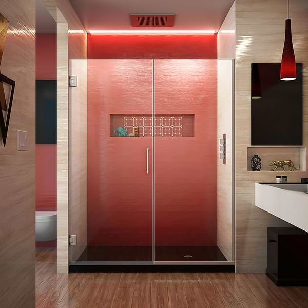 DreamLine Unidoor Plus 60-60.5x72" Reversible Hinged Shower Alcove Door with Clear Glass in Brushed Nickel