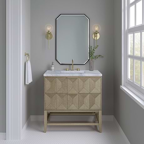 James Martin Vanities Rohe Matte Black 24x36" Octagonal Mirror
