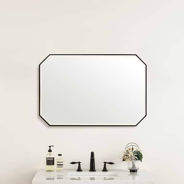 James Martin Vanities Rohe Matte Black 24x36" Octagonal Mirror