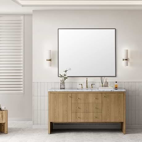 James Martin Vanities Rohe Matte Black 48x40" Rectangle Mirror