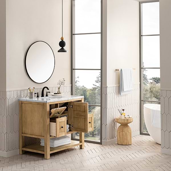 James Martin Vanities Breckenridge Light Natural Oak 36" Single Vanity with Carrara Marble Top