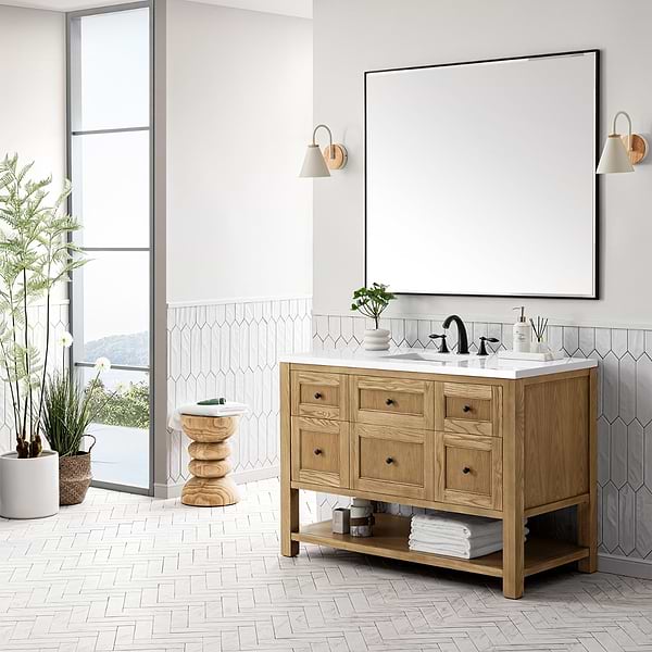 James Martin Vanities Breckenridge Light Natural Oak 48" Single Vanity with White Zeus Quartz Top