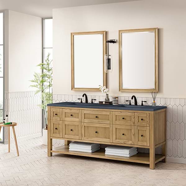 James Martin Vanities Breckenridge Light Natural Oak 72" Double Vanity with Charcoal Soapstone Quartz Top
