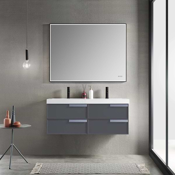 Mage Matte Black 48x30" Framed Rectangle LED Mirror