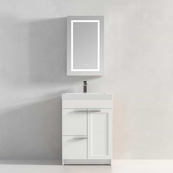 Rory Grooved 20x32" Rectangle Recessed or Wall Mounted Left-Hand LED Medicine Cabinet with Mirror