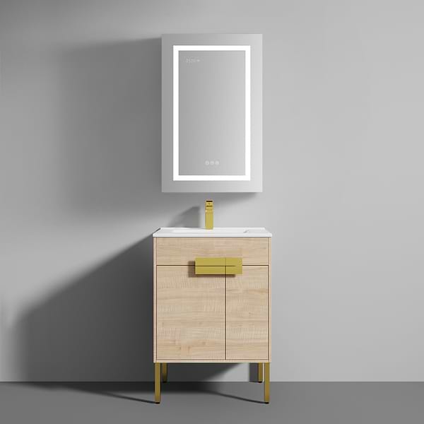 Rory Grooved 24x32" Rectangle Recessed or Wall Mounted Left-Hand LED Medicine Cabinet with Mirror