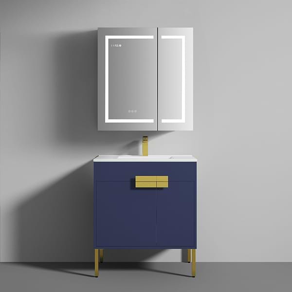 Rory Grooved 30x32" Rectangle Recessed or Wall Mounted LED Medicine Cabinet with Mirror