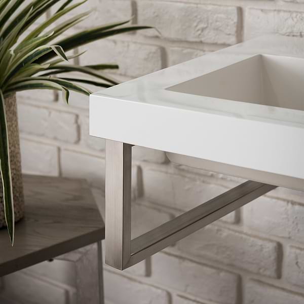 James Martin Vanities Boston Brushed Nickel 32" Floating Sink with White Integrated Top