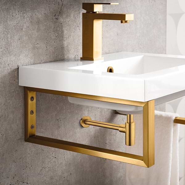 James Martin Vanities Boston Radiant Gold 20" Floating Sink with White Integrated Top