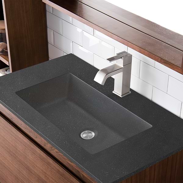 James Martin Vanities Mantova Mid-Century Walnut 32" Floating Vanity with Charcoal Black Integrated Top