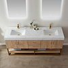 Ithica White Oak 72" Double Vanity and Gold Hardware with Atlantic Stone Top