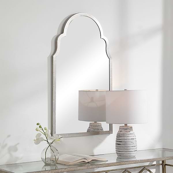 Rialto Medina Silver 21x37" Framed Arched Mirror