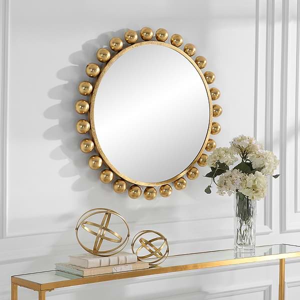 Orly Polished Gold 34" Round Mirror
