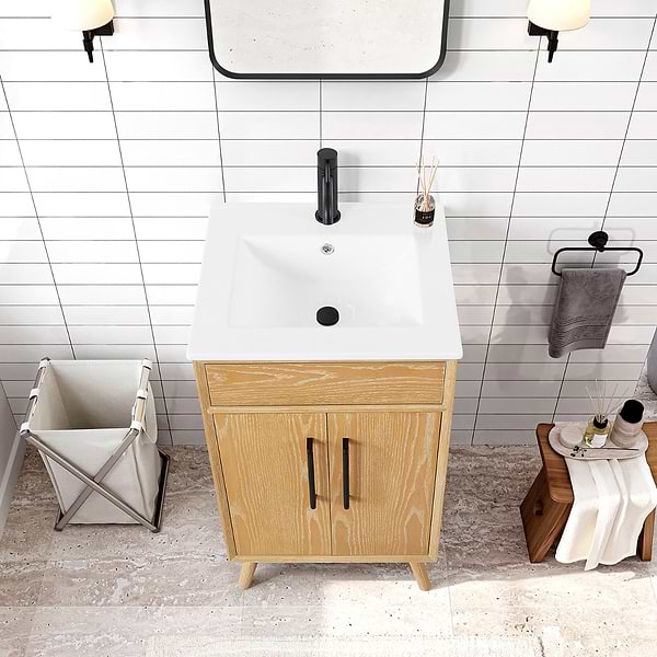 Adelle Blonde Oak 20" Single Vanity with White Ceramic Top