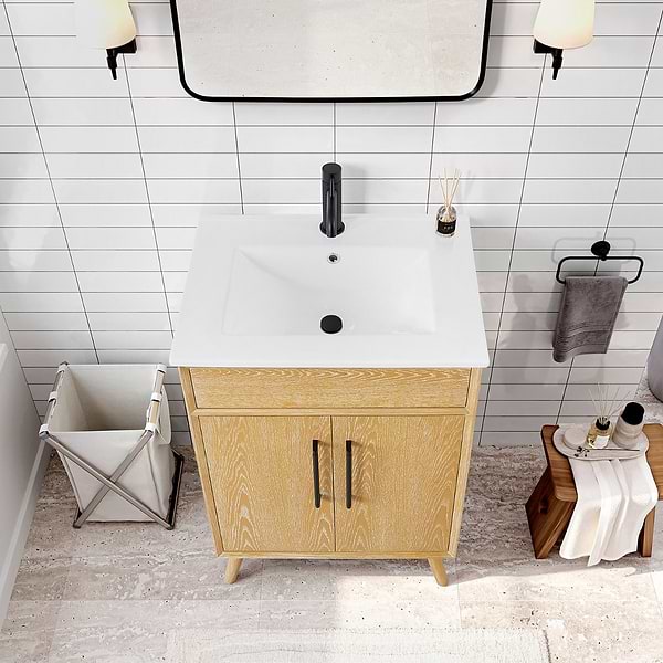 Adelle Blonde Oak 24" Single Vanity with White Ceramic Top