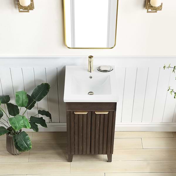 Gess Brown Oak 18" Single Vanity with White Ceramic Basin Top