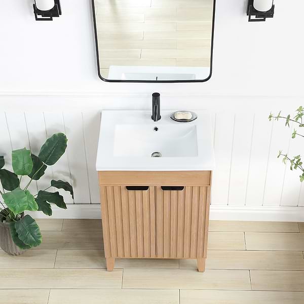 Gess Blonde Oak 24" Single Vanity with White Ceramic Basin Top