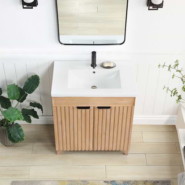 Gess Blonde Oak 30" Single Vanity with White Ceramic Basin Top
