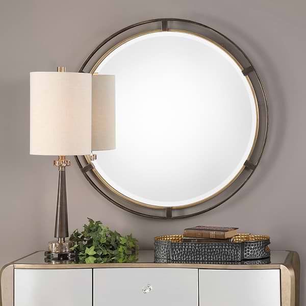 Davry Bronze 36" Round Mirror