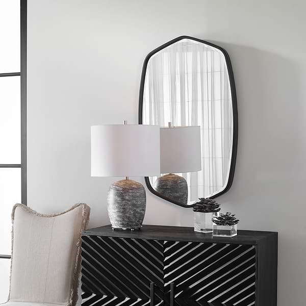 Ayelet Matte Black 22x36" Geometric Mirror