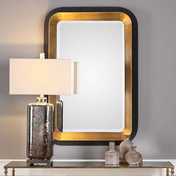 Neva Black and Gold 28x42" Rectangle Mirror