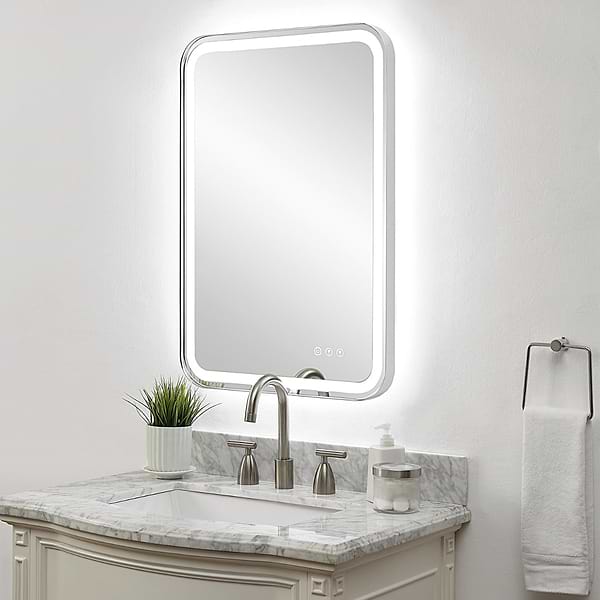 Liba Polished Nickel 22x32" Rectangle LED Mirror