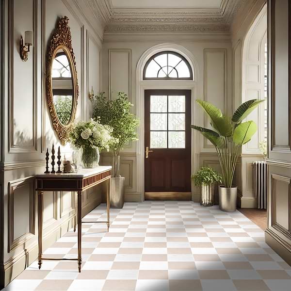 Alterno Crema Ella Beige and Glacier White Extra 12x12 Polished Marble Checkerboard Tile