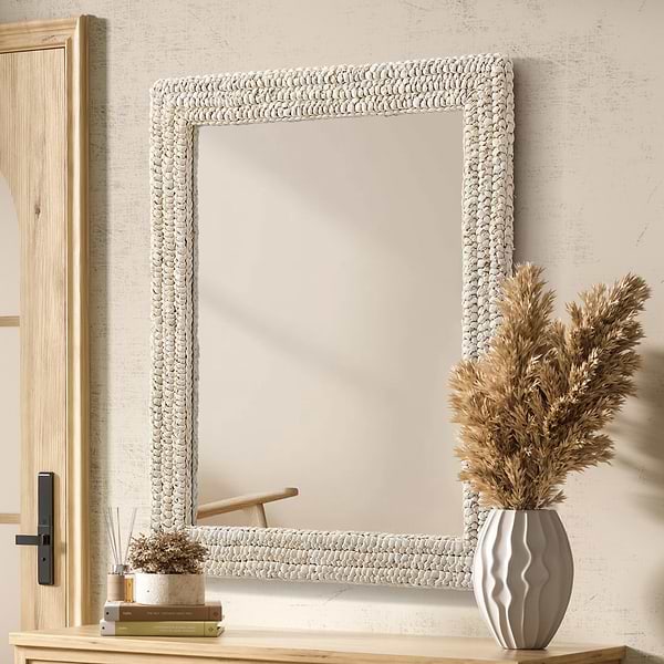 Marlis Ivory Corn Husk 30x36" Rectangle Mirror