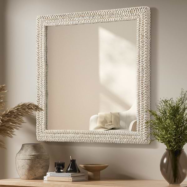 Marlis Ivory Corn Husk 40x40" Square Mirror