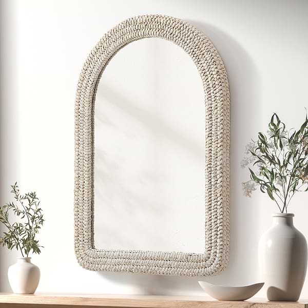 Marlis Ivory Corn Husk 30x42" Arch Mirror