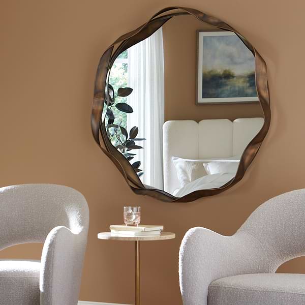 Nara Bronze 41" Wavy Round Mirror