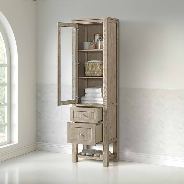 James Martin Vanities Breckenridge Whitewashed Oak  22x80 Linen Cabinet