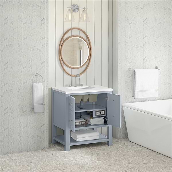 James Martin Vanities Breckenridge Serenity Blue 30" Single Vanity with White Zeus Quartz Top
