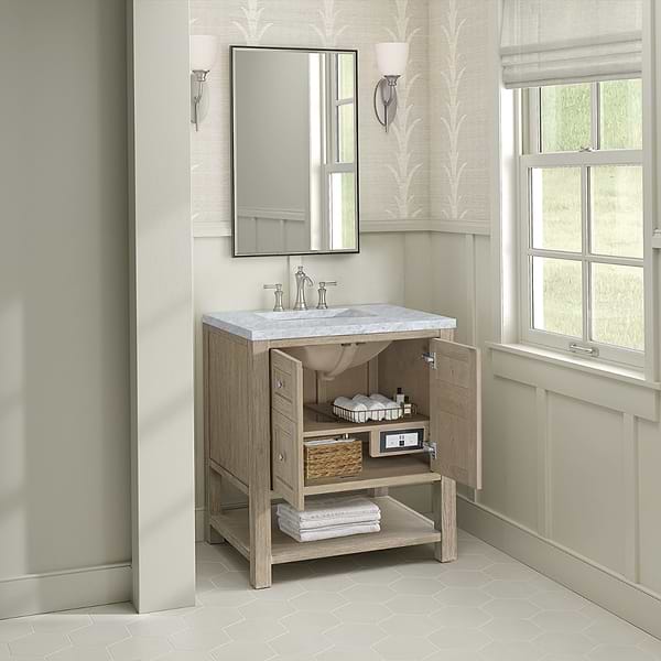 James Martin Vanities Breckenridge Whitewashed Oak 30" Single Vanity Carrara  Marble Top