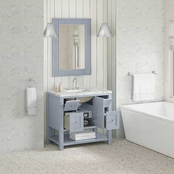 James Martin Vanities Breckenridge Serenity Blue 36" Single Vanity with Carrara Marble Top