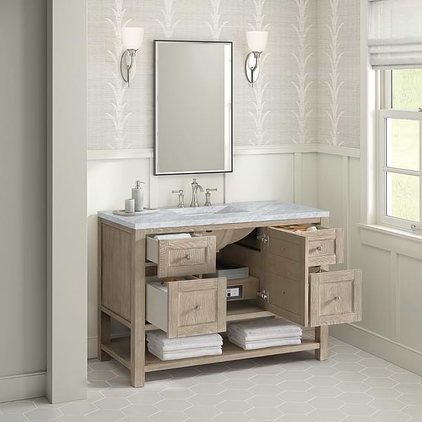 James Martin Vanities Breckenridge Whitewashed Oak 48" Single Vanity with Carrara Marble Top