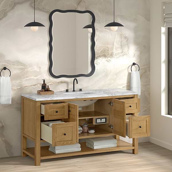 James Martin Vanities Breckenridge Light Natural Oak 60" Single Vanity with Carrara Marble Top