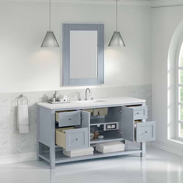 James Martin Vanities Breckenridge Serenity Blue 60" Single Vanity with White Zeus Quartz Top