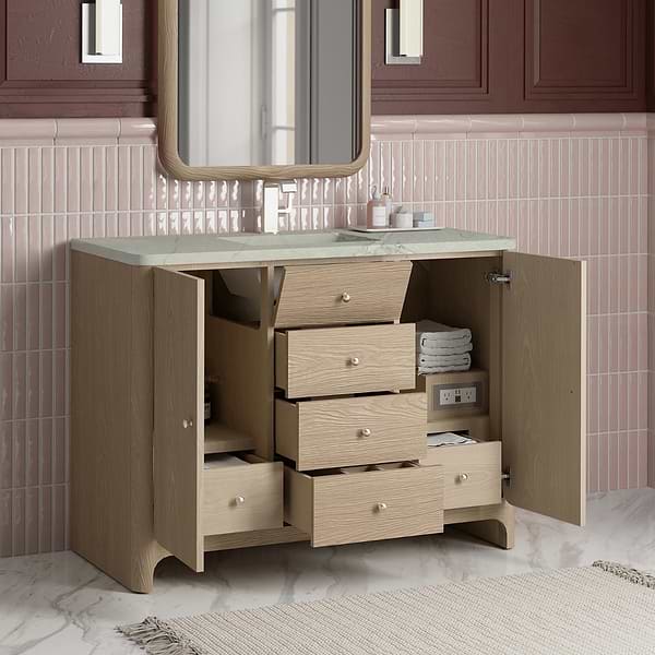 James Martin Vanities Gracyn Driftwood 48" Single Vanity with Victorian Silver Quartz Top