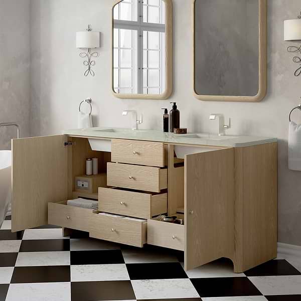 James Martin Vanities Gracyn Driftwood 72" Double Vanity with Victorian Silver Quartz Top