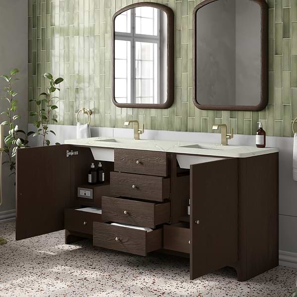 James Martin Vanities Gracyn Natural Ash 72" Double Vanity with Victorian Silver Quartz Top