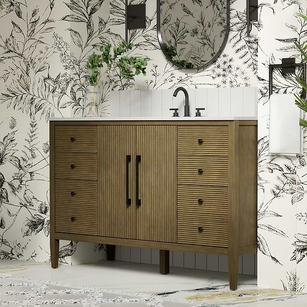 Juelle Hazel Oak 54" Single Vanity with Cultured Marble Top