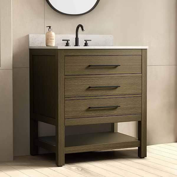 Carson Chestnut Brown 30" Single Vanity with Cultured Marble Top
