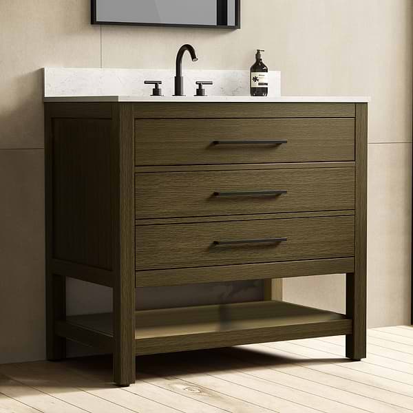 Carson Chestnut Brown 36" Single Vanity with Cultured Marble Top