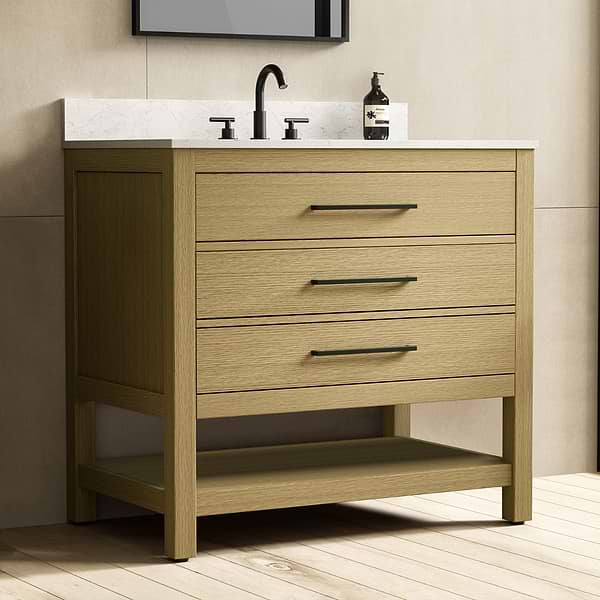 Carson Honey Brown 36" Single Vanity with Cultured Marble Top