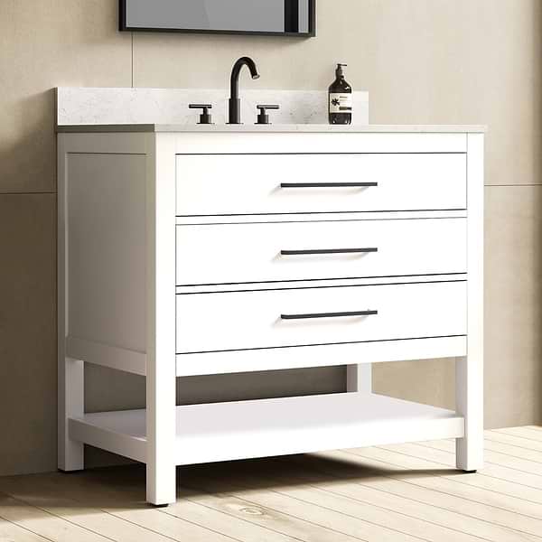 Carson White 36" Single Vanity with Cultured Marble Top
