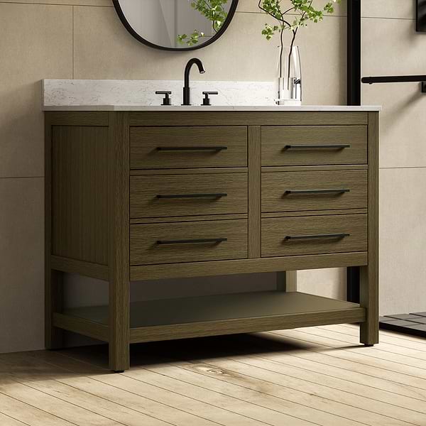Carson Chestnut Brown 42" Single Vanity with Cultured Marble Top