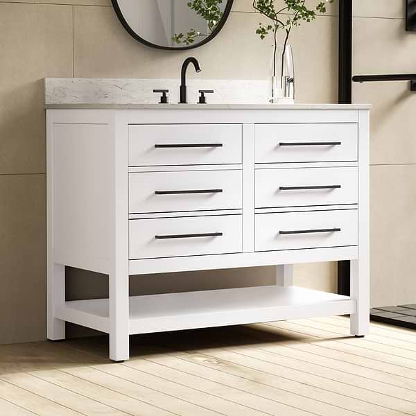 Carson White 42" Single Vanity with Cultured Marble Top