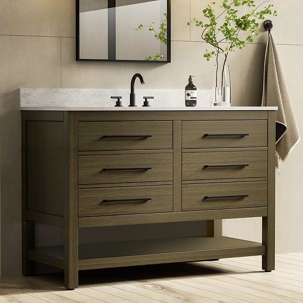 Carson Chestnut Brown 48" Single Vanity with Cultured Marble Top