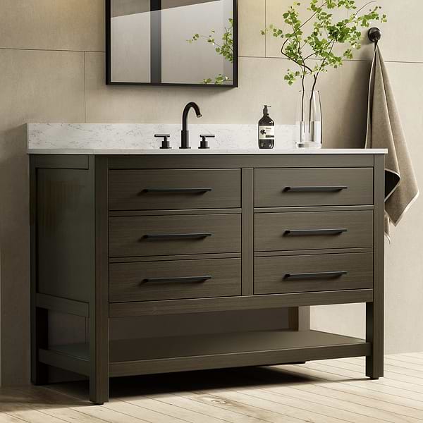 Carson Mocha Brown 48" Single Vanity with Cultured Marble Top